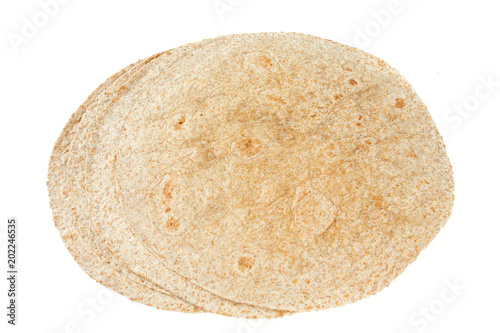 whole grain tortilla isolated
