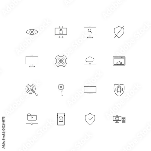 Internet Security simple linear icons set. Outlined vector icons