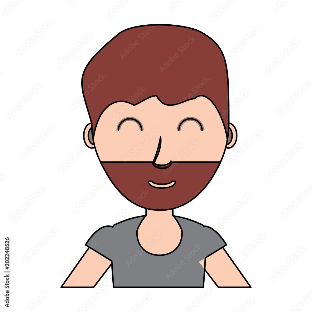 cartoon man with beard over white background, vector illustration