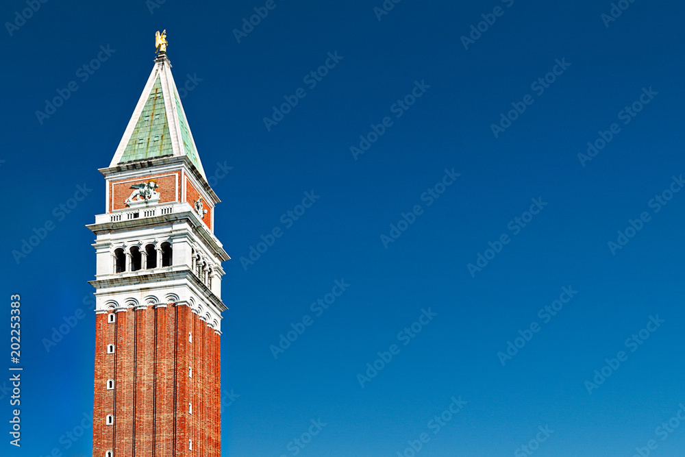 Campanile of St. Mark's Cathedral on San Marco Square in Venice in Italy