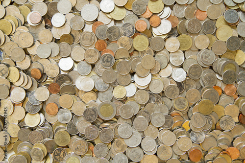 Pile of Thai coins background