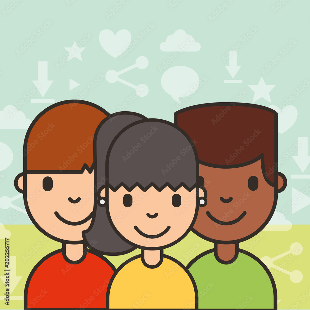 group teenagers people social media background vector illustration group teenagers people social media background vector illustration