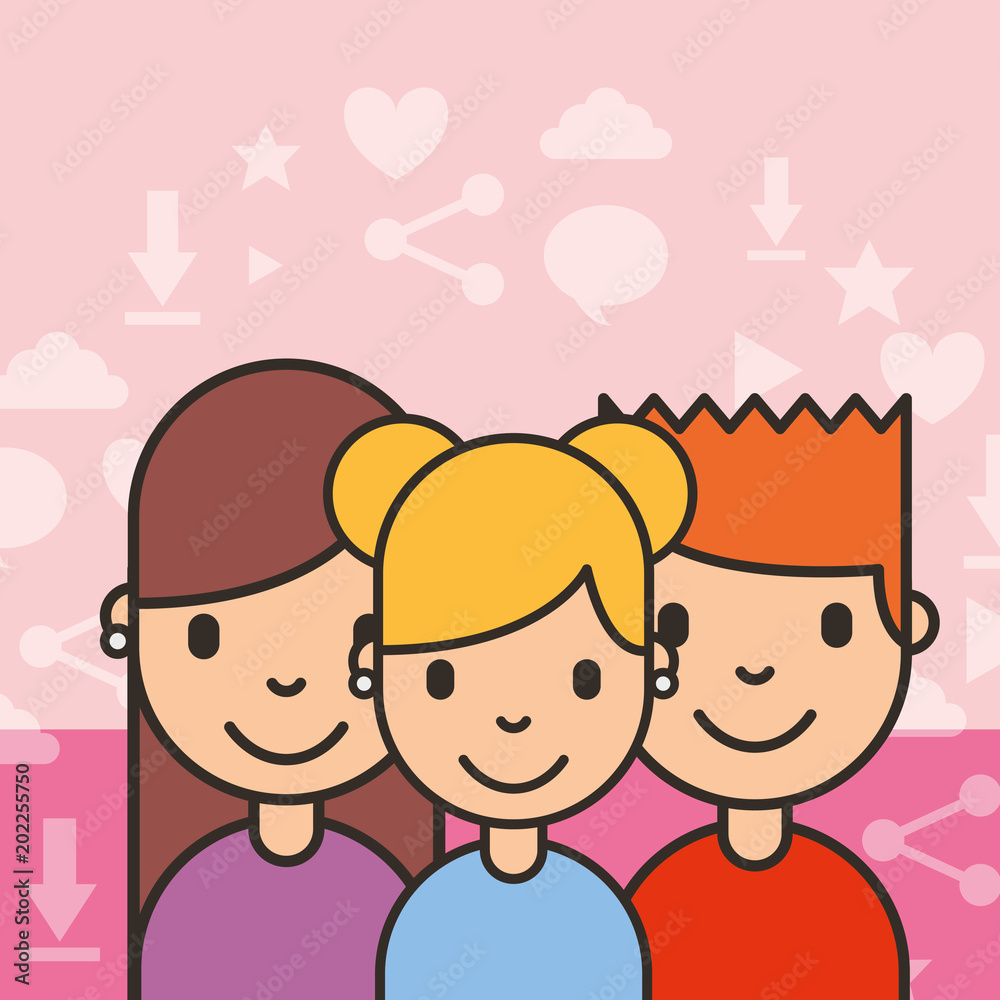 group teenagers people social media background vector illustration group teenagers people social media background vector illustration