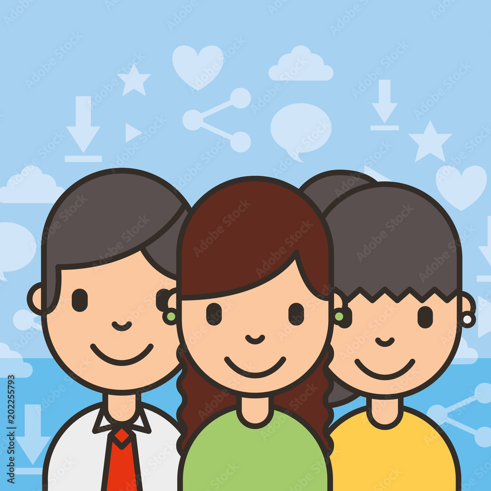 group teenagers people social media background vector illustration group teenagers people social media background vector illustration