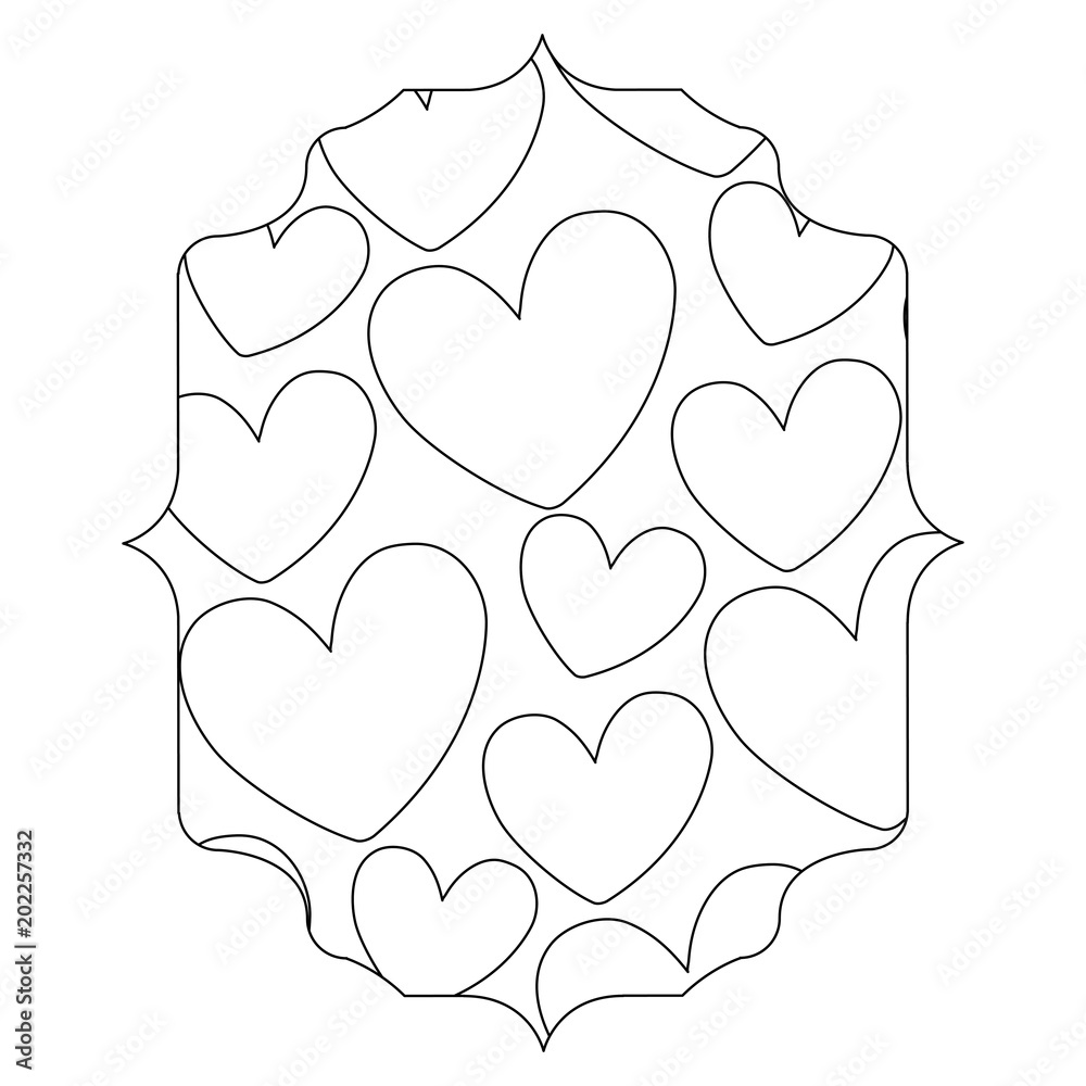 Fototapeta premium decorative arabic frame with hearts design over white background, vector illustration