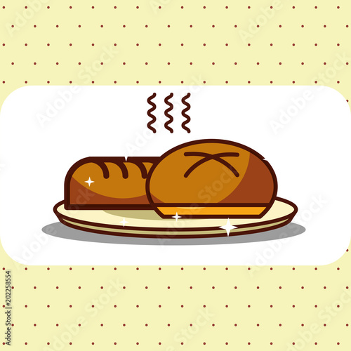 fresh whole bread bun bakery products vector illustration