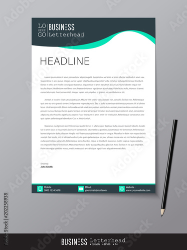 Letterhead design template and mockup minimalist style vector. Design for business or letter layout, brochure, template, newsletter, document or presentation and other.