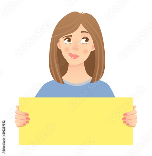 woman holding sign