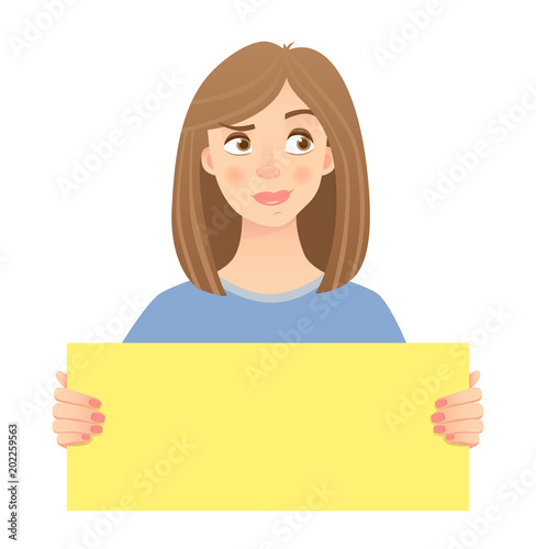 woman holding sign