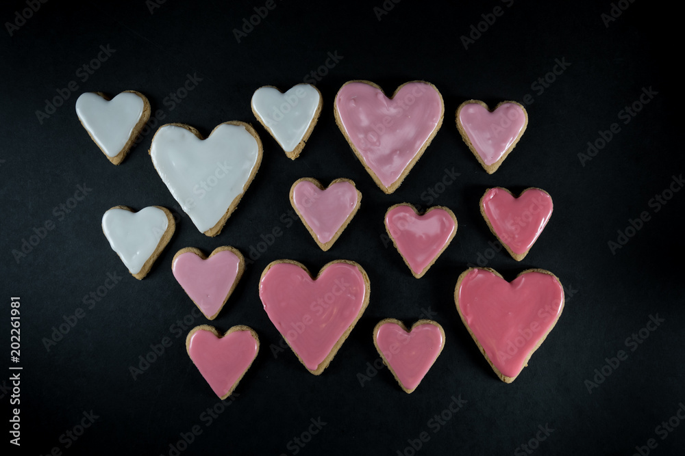 Variety of Frosted Heart Cookies