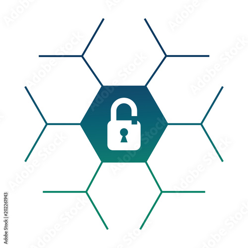 cyber security padlock safety data information vector illustration