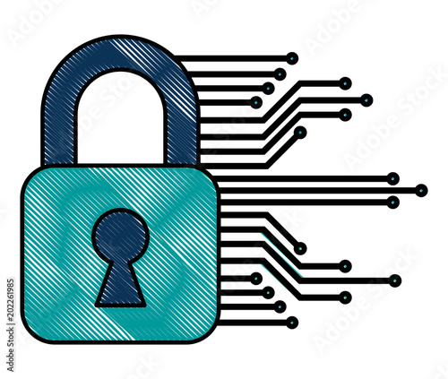 cyber security padlock safety data information vector illustration