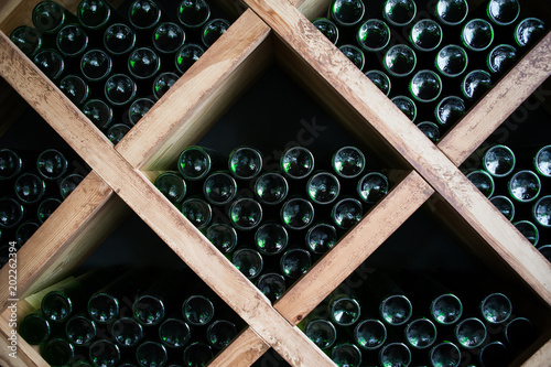 Bottles of wine in a wine cellar
