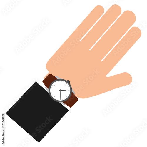 hand with wristwatch masculine isolated icon vector illustration design