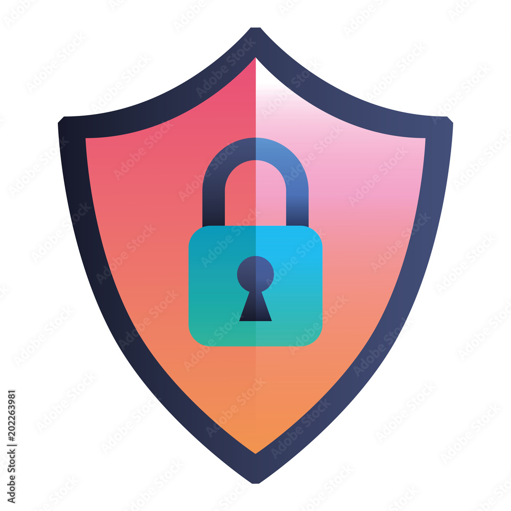 shield guard with padlock vector illustration design shield guard with padlock vector illustration design