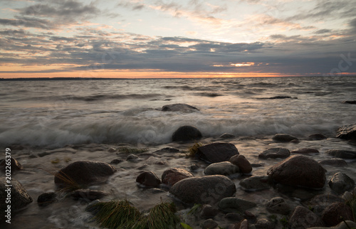 Sunset over the baltic ocean after a summers day, southern of sweden