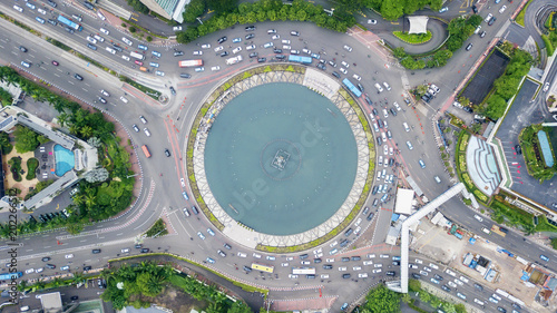 Traffic jam on Hotel Indonesia roundabout