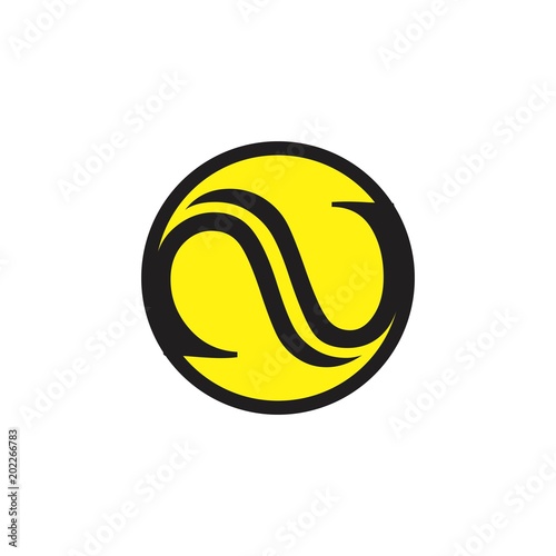 black letter nu in a yellow circle logo vector