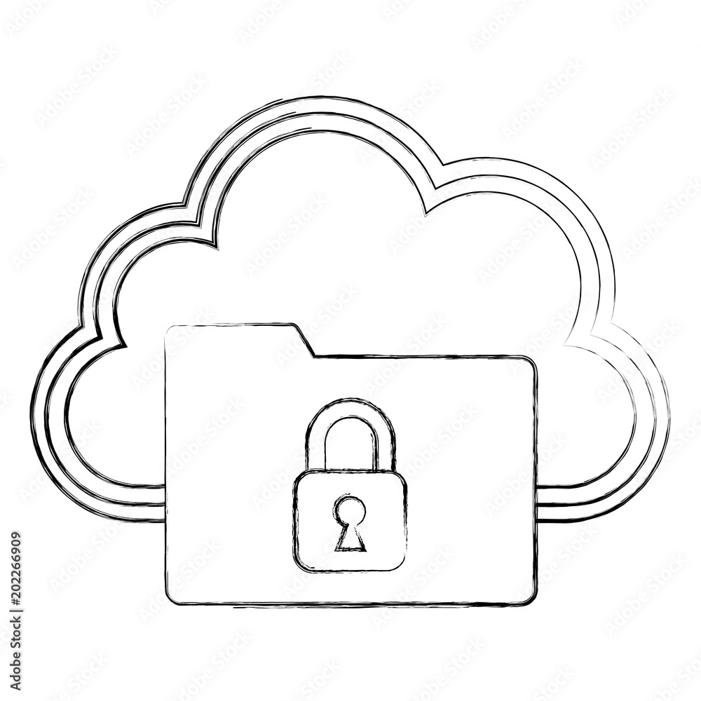 cloud storage folder files data padlock cyber security vector illustration cloud storage folder files data padlock cyber security vector illustration