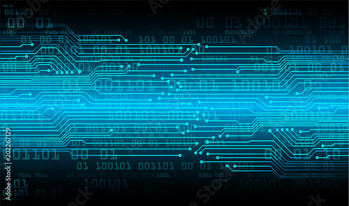binary circuit board future technology, blue cyber security concept background, abstract hi speed digital internet.motion move blur. pixel vector