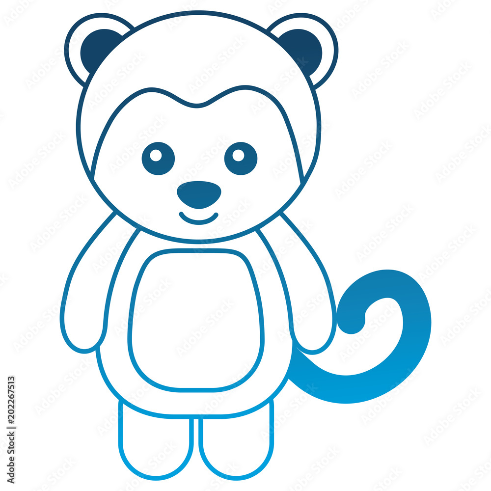 Obraz premium cute baby monkey animal image vector illustration degraded color