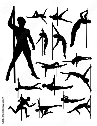 Male pole dance detail silhouette.Vector, illustration. Good use for symbol, logo, web icon, mascot, sign, or any design you want.