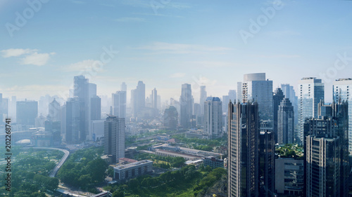 Beautiful Jakarta downtown under blue sky