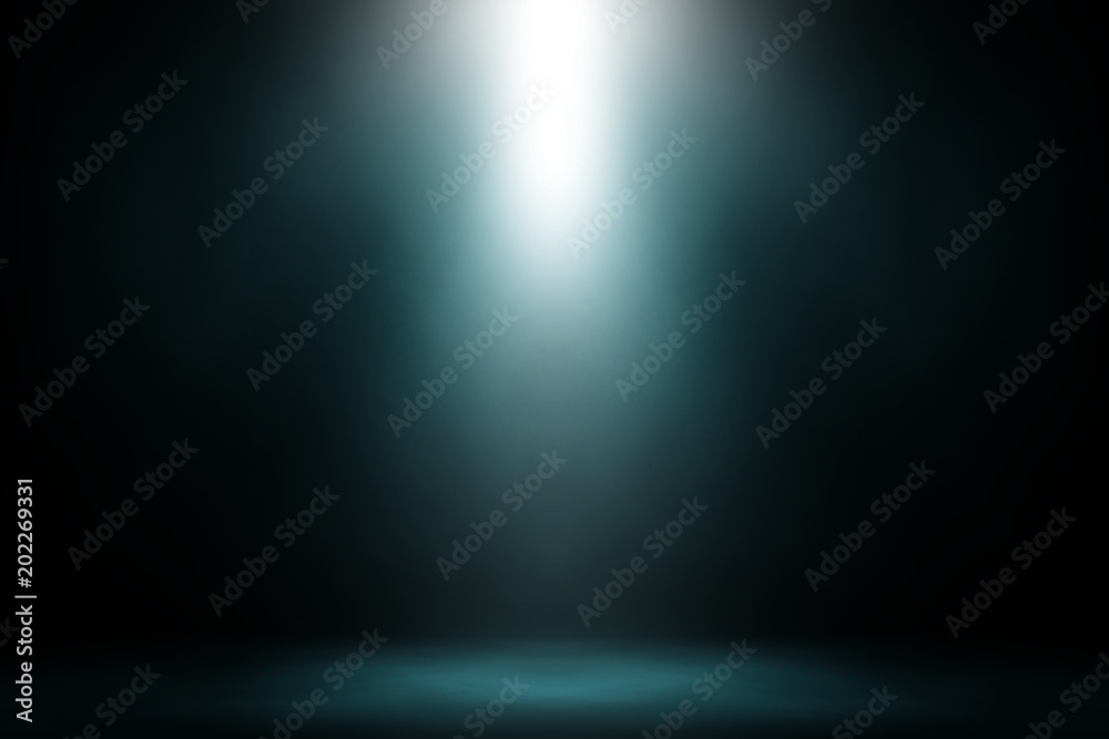 Obraz premium Abstract blue spotlight smoke stage entertainment background.