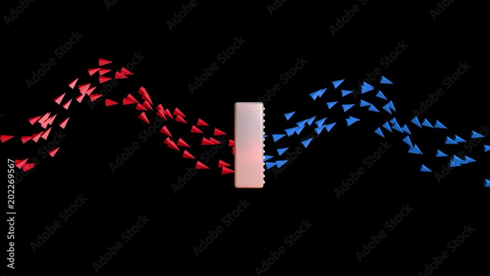 Animated Flow Direction Air flow with arrows indicating direction of movement.Hot to cold Side ...