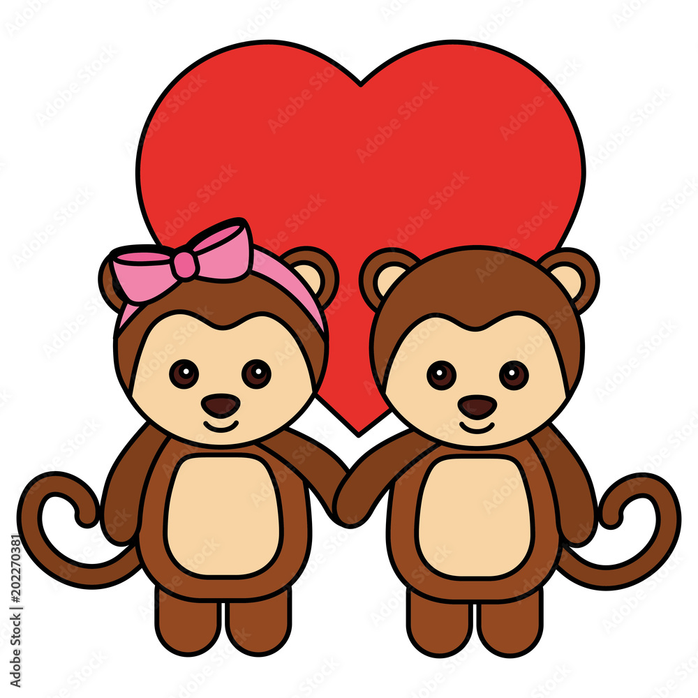 cute monkeys couple characters vector illustration design cute monkeys couple characters vector illustration design