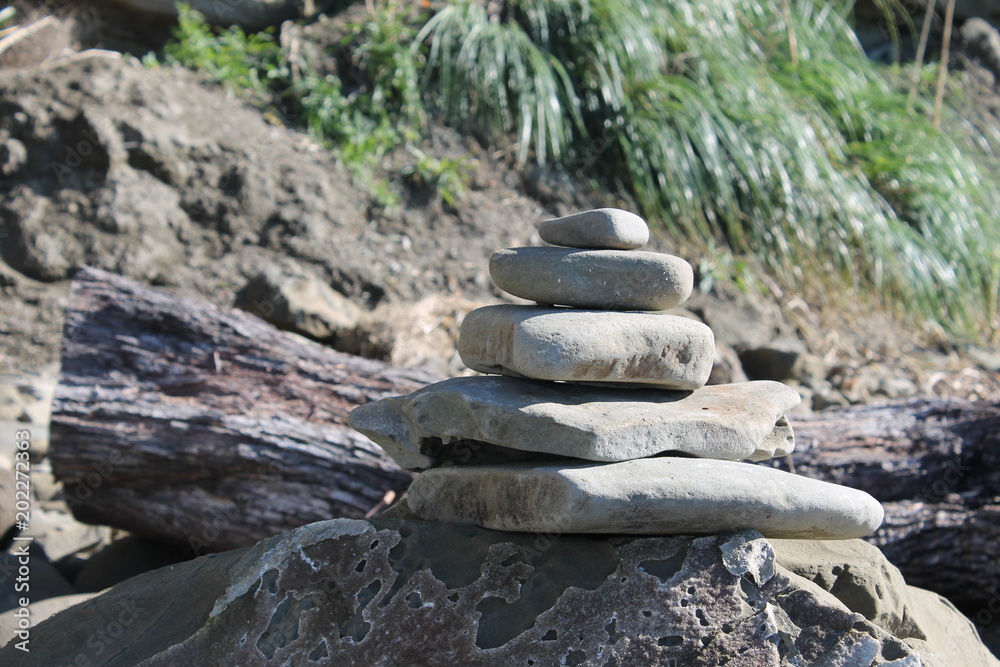 Rock pile on beach Rock pile on beach