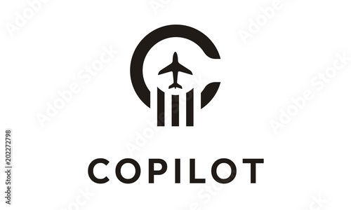 Initial Letter C Copilot Plane Aircraft logo design vector