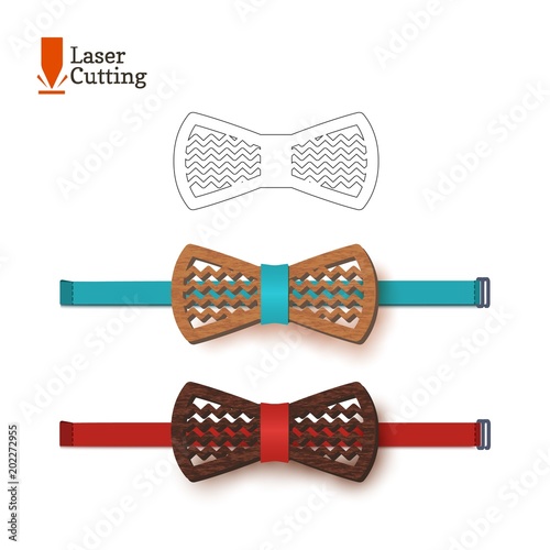 Laser cut bow-tie template. Vector silhouette for cutting a bow tie on a lathe made of wood, metal, plastic. The idea of design of a stylish accessory
