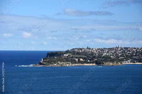 South Head with Hornby Lighthouse view from Dobroyd Head lookout in Sydney Harbour.