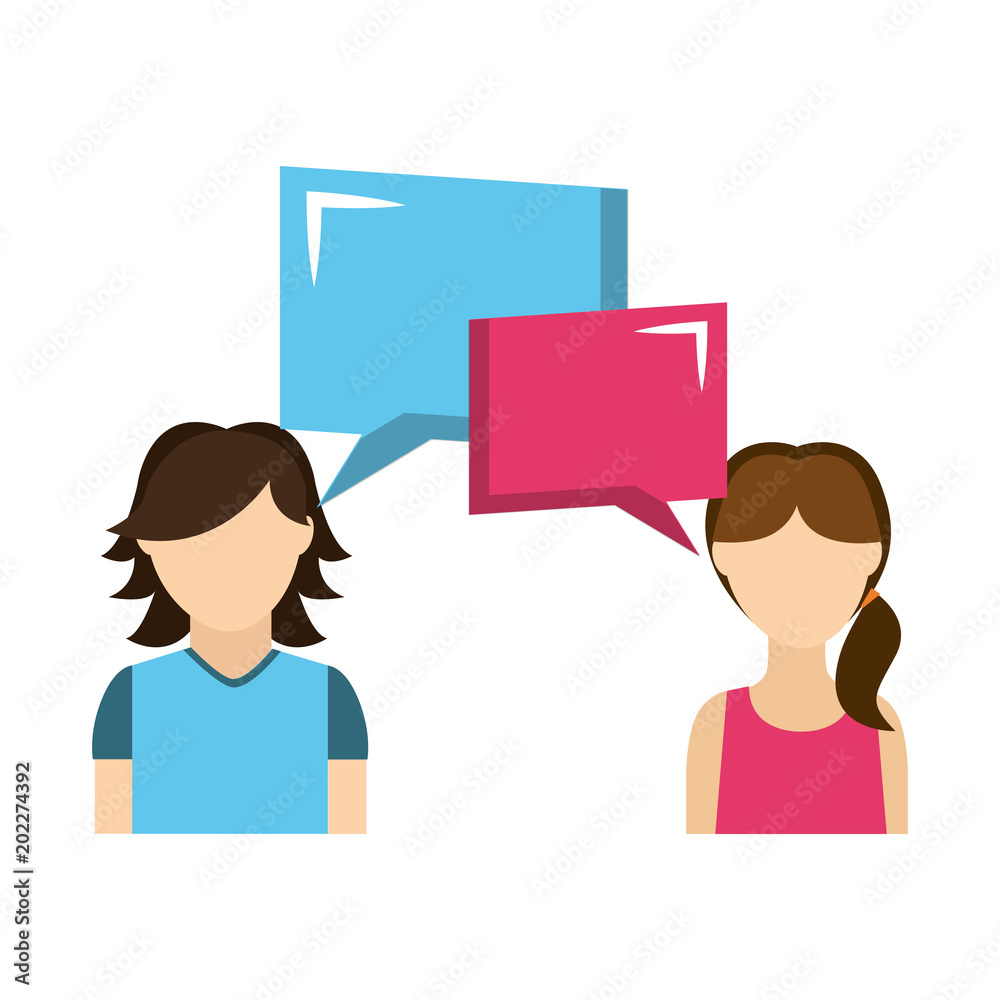 couple with speech bubbles vector illustration design couple with speech bubbles vector illustration design