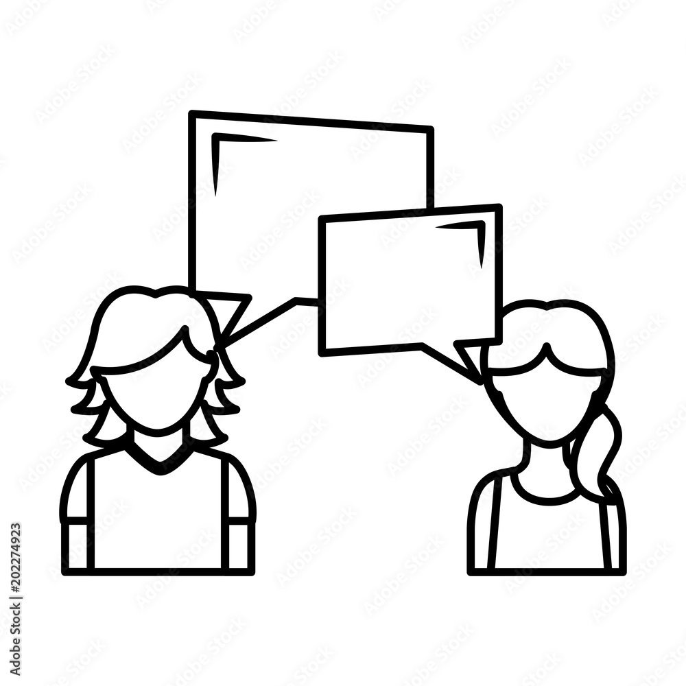 dialog between man and woman with text bubbles vector illustration outline dialog between man and woman with text bubbles vector illustration outline