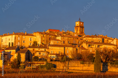 Sablet medieval village in sunset light, Provence, France photo
