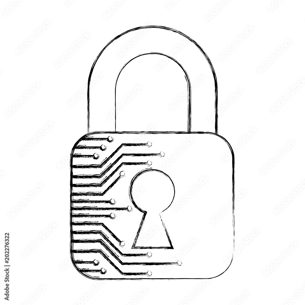 cyber security padlock safety data information technology vector illustration sketch cyber security padlock safety data information technology vector illustration sketch