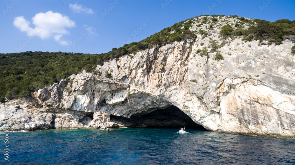 Famous caves of Meganisi with turquoise clear waters, Lefkada, Ionian islands, Greece