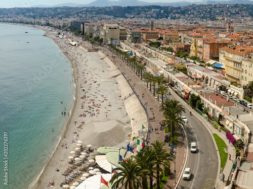 Nice, France - 05 May, 2015: Nice panorama of coast and old town, France