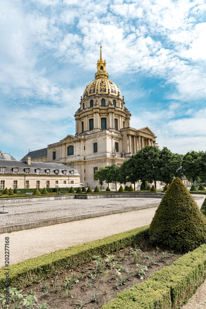 Les Invalides in Paris, France, view from the gardens
