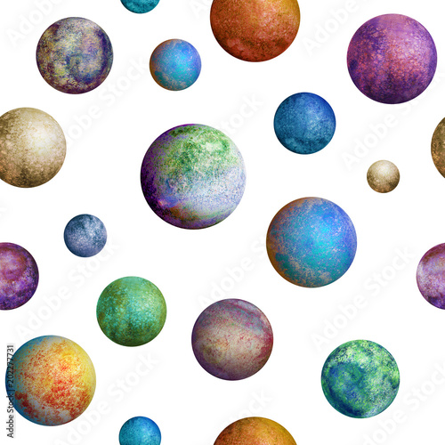 Colorful watercolor planets...