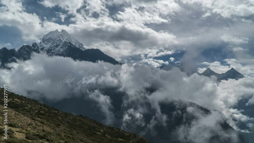 Beautiful clouds move in the Himalayan peaks. Time lapse. Nepal Beautiful clouds move in the Himalayan peaks. Time lapse. Nepal