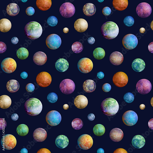 Colorful watercolor planets...