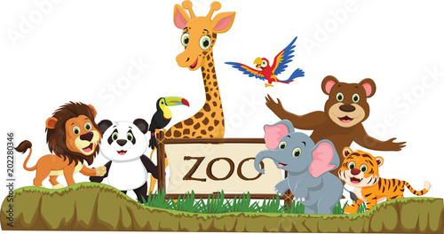  illustration of funny zoo animal cartoon 