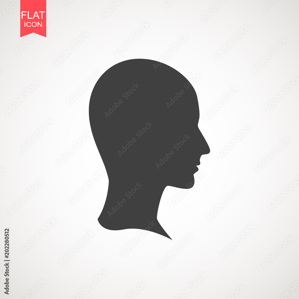 Human head silhouette. It can be used as part of various graphic compositions, or in itself.