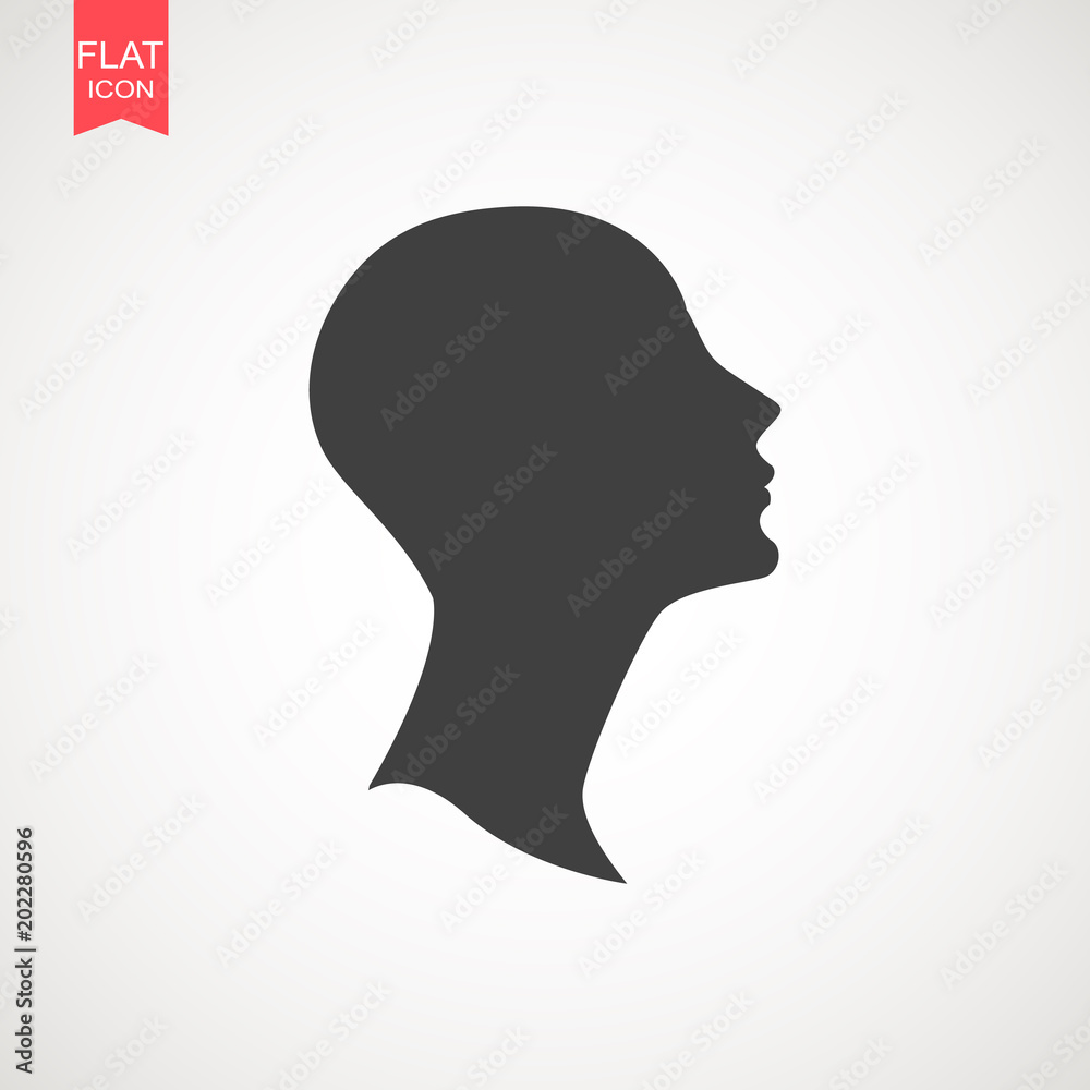 Human head silhouette. It can be used as part of various graphic compositions, or in itself.