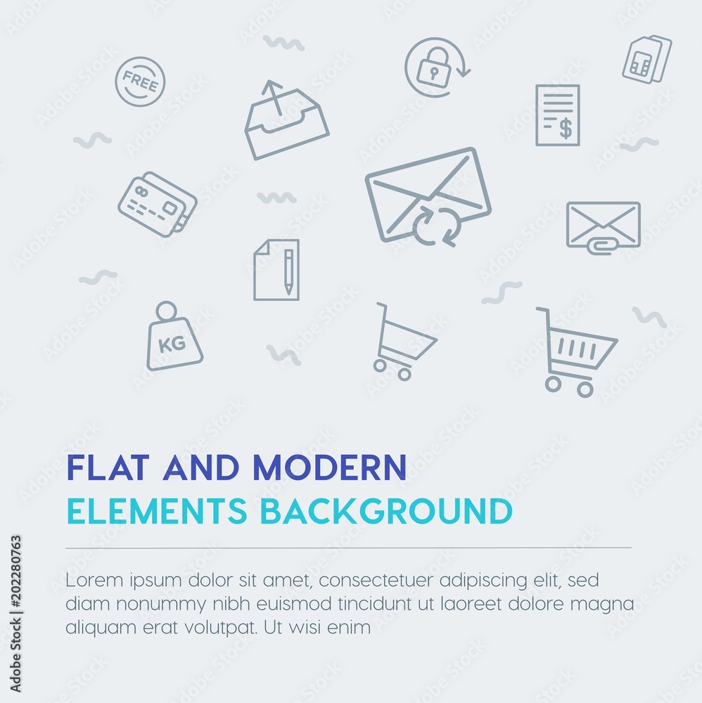 mobile, email, shopping outline vector icons and elements background concept on grey background.Multipurpose use on websites, presentations, brochures and more mobile, email, shopping outline vector icons and elements background concept on grey background.Multipurpose use on websites, presentations, brochures and more