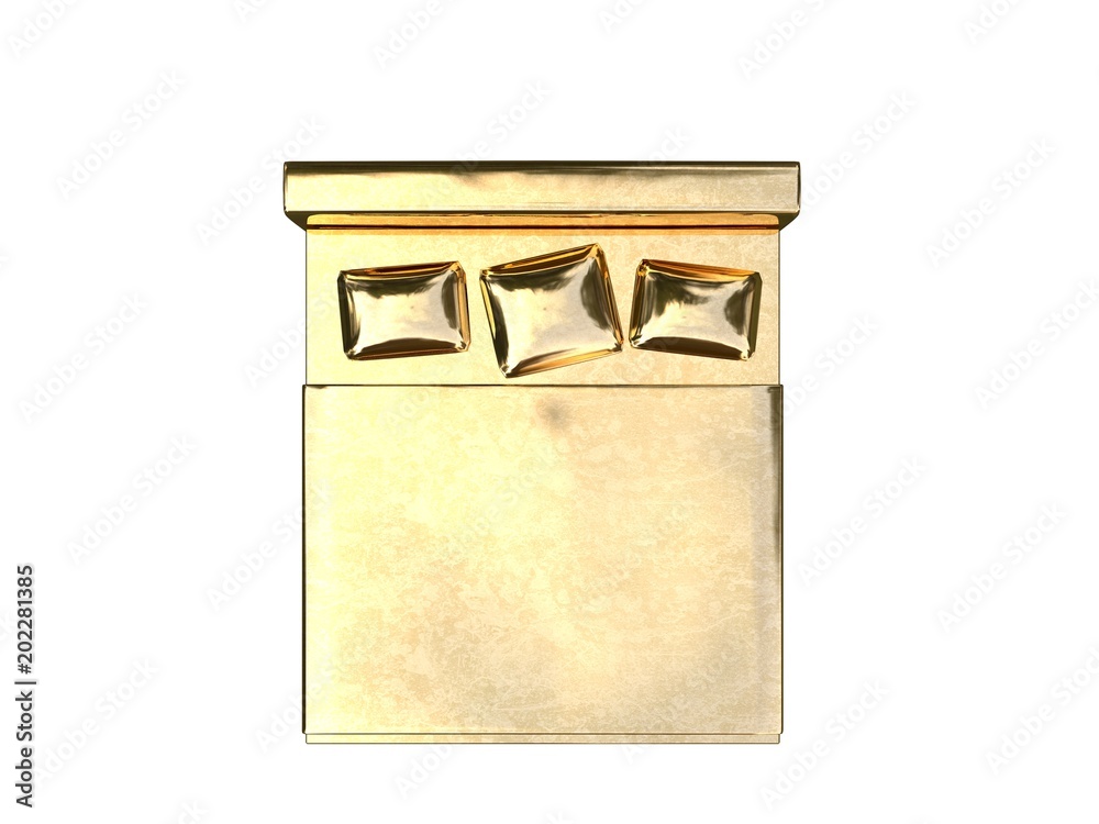3d rendering of a golden bed isolated on a white background 3d rendering of a golden bed isolated on a white background