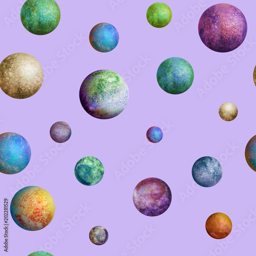 Colorful watercolor planets...